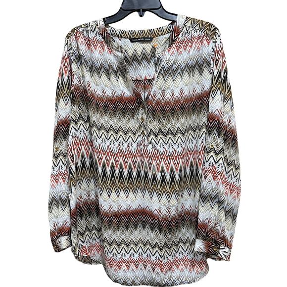 Zac and Rachel Tunic Top Blouse Plus 1X Chevron Print Boho Indie Sleaze Festival - Picture 1 of 8